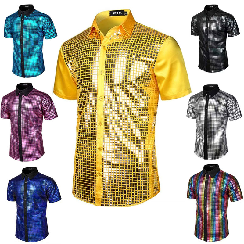 Men'S Medieval Formal Wear - قميص رجالي ريترو من السبعينيات مزين