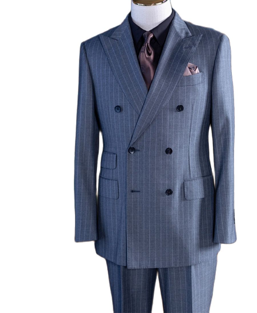 Formal Wear For Men In Wedding - بدلة رجالية كلاسيكية مخططة باللون الرمادي