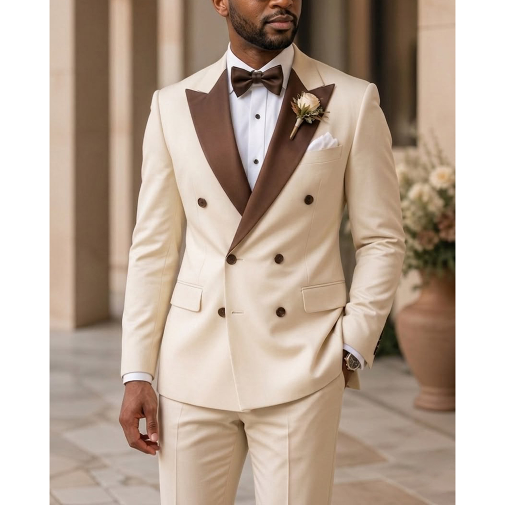 Formal Wear For Men In Wedding - بدلة توكسيدو رجالية مزدوجة الصدر بتصميم