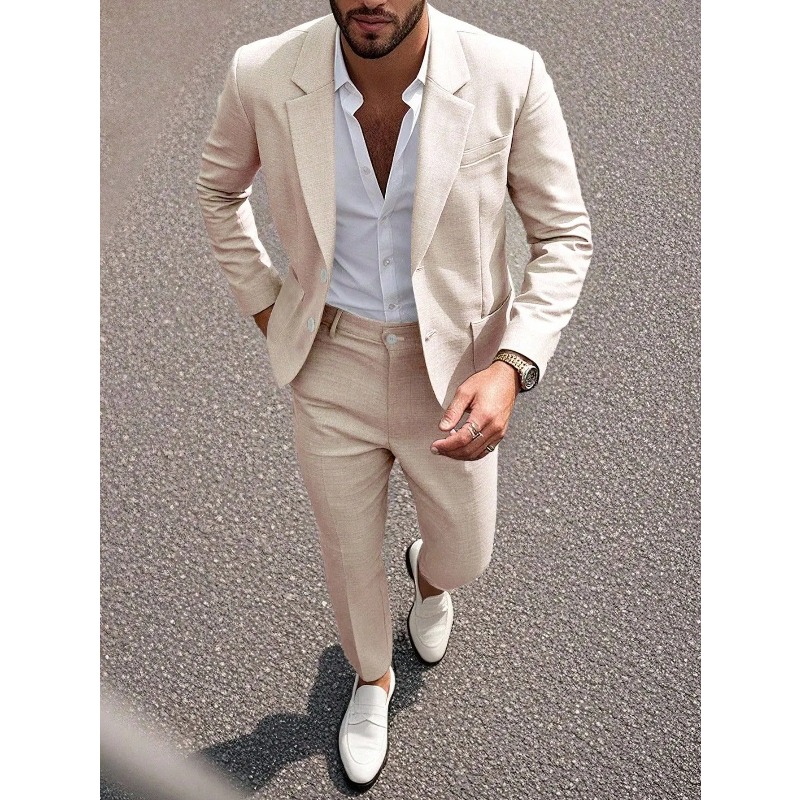 طقم بدلة وبنطلون رجالي بلون مو - مراجعة Large Men Formal Wear وسعره