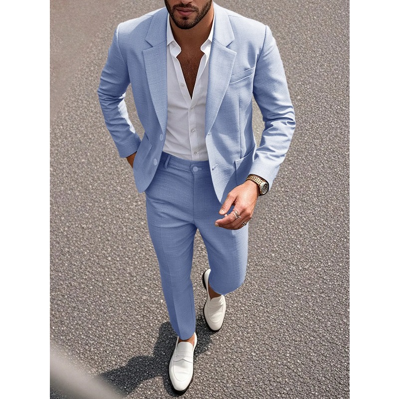 طقم بدلة وبنطلون رجالي بلون مو - مراجعة Large Men Formal Wear وسعره
