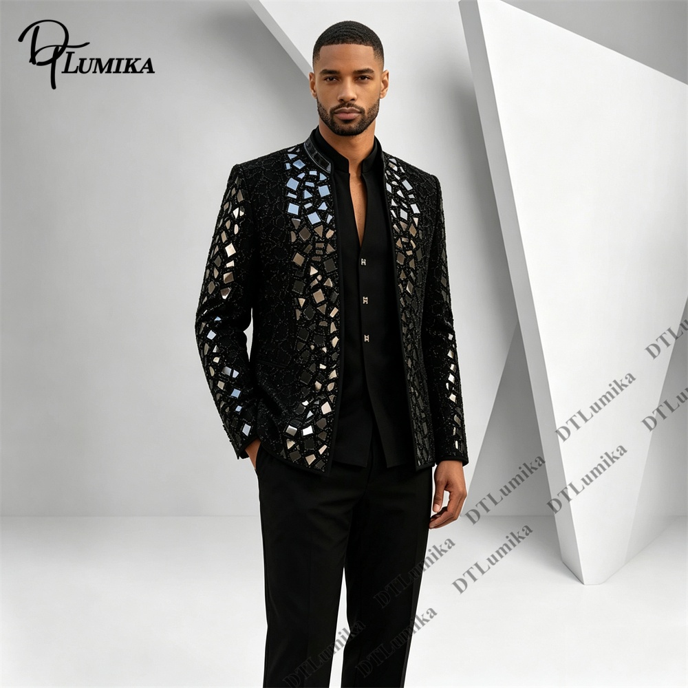بدلة رجالية سوداء بياقة ماندار - مراجعة Men'S Formal Wear For Office وسعره