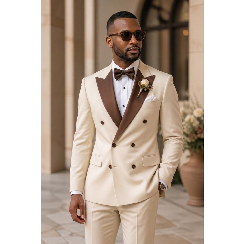 بدلة توكسيدو رجالية مزدوجة الص - مراجعة Formal Wear For Men In Wedding وسعره